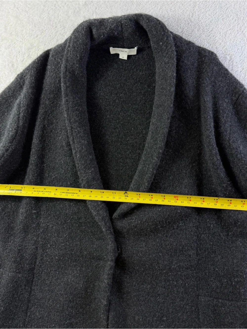 Vince Collar Cardigan Coat Merino Wool Alpaca Black S Relaxed Oversized Charcoal
